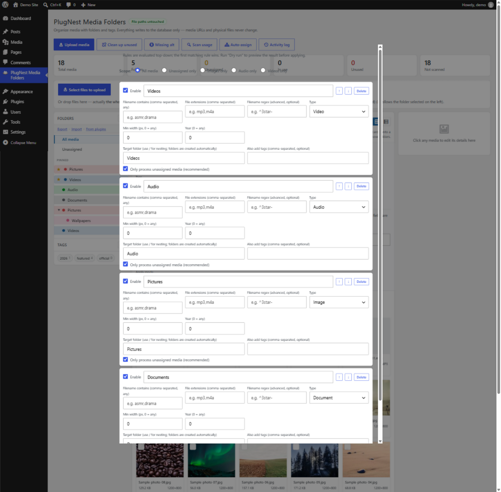 Auto-assign rules dialog with dry-run preview