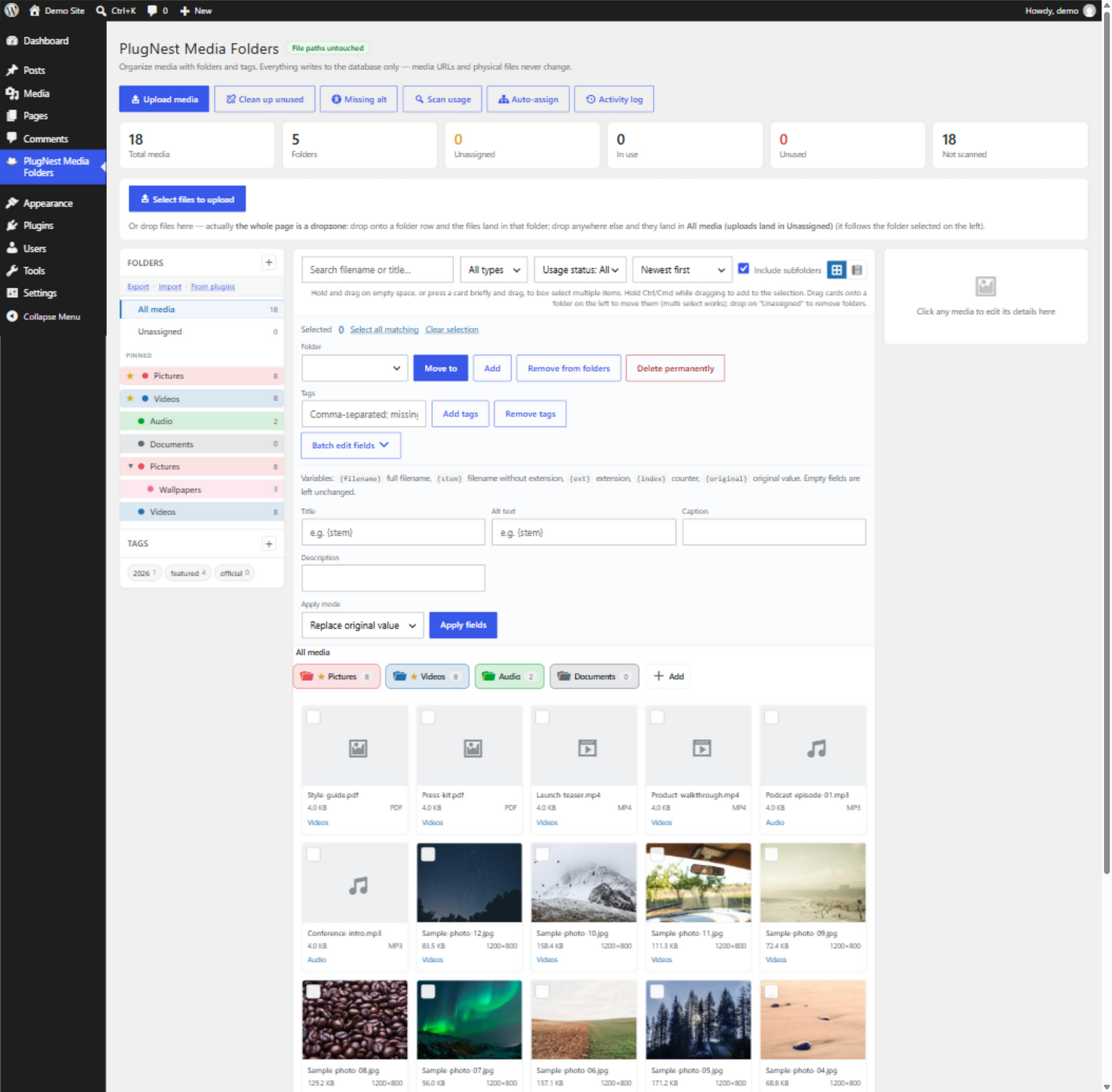 Missing alt text batch workflow with auto-fill from filename