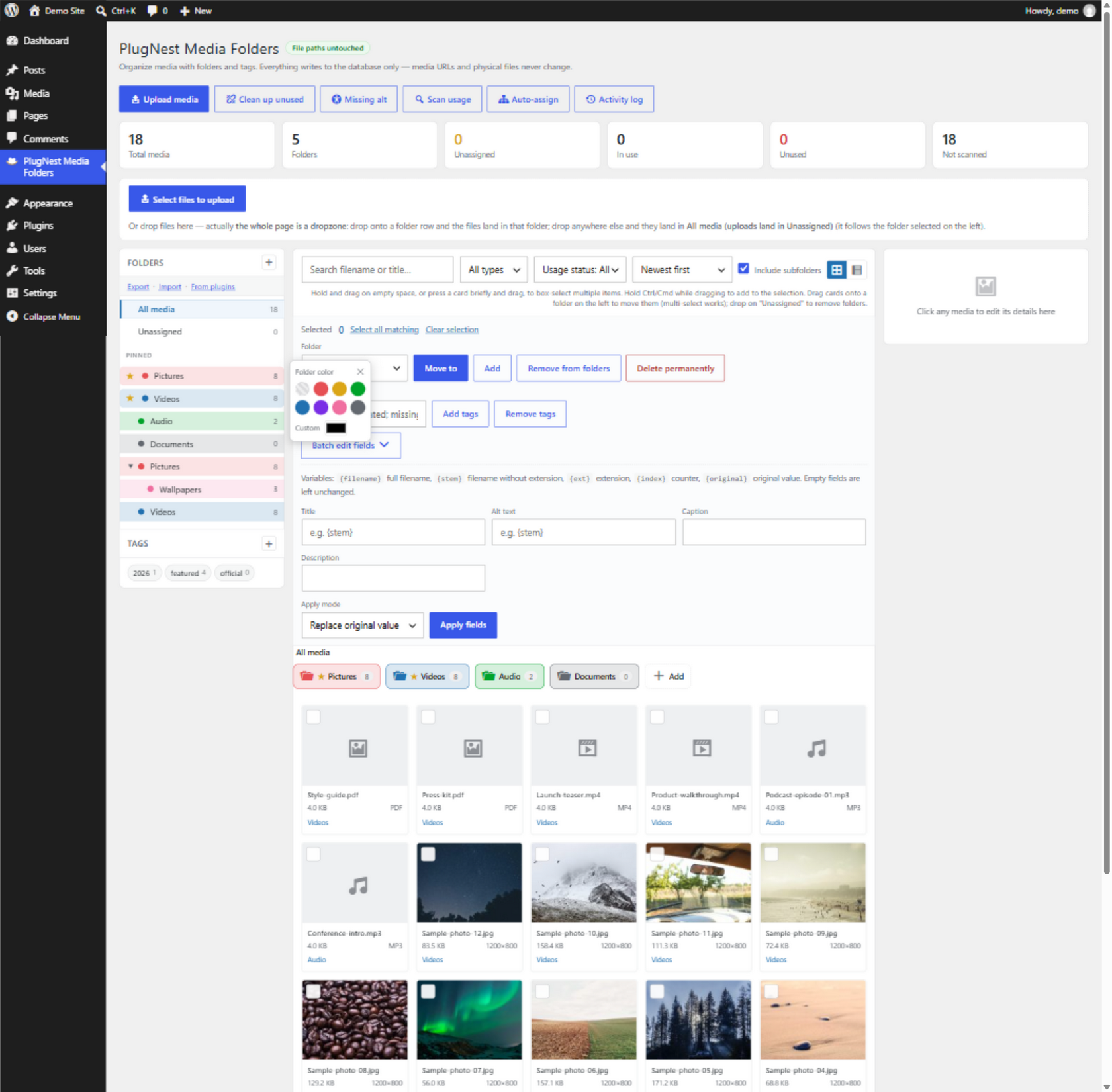 Folder color picker